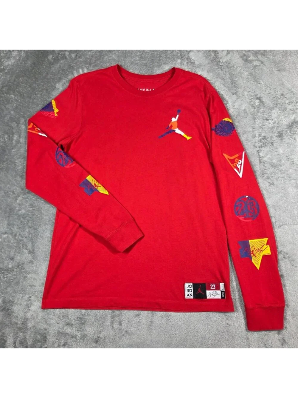 Nike Jordan Shirt Mens Medium Red Sport DNA 23 HBR Long Sleeve Jumpman Tee